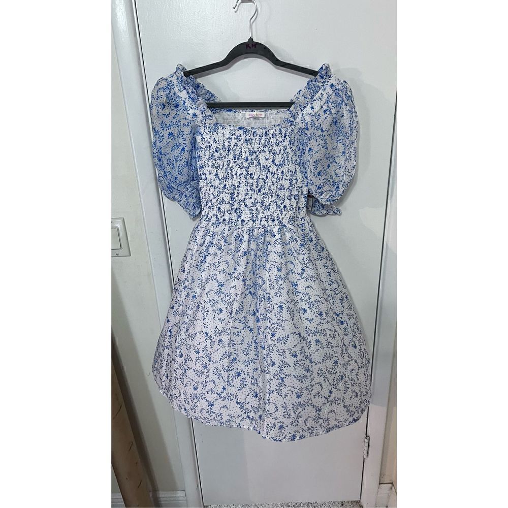 RILEY & RAE WOMENS PRINTED FIT & FLARE DRESS PULL ON BLUE FLORAL NEW SIZE XS